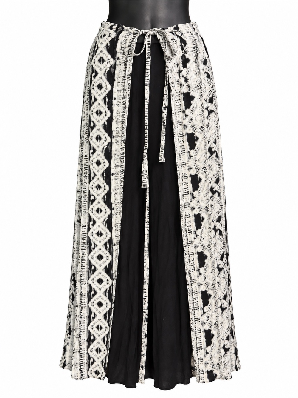 No Boundaries Black Tie-Dye Boho Wrap Palazzo Pants xs